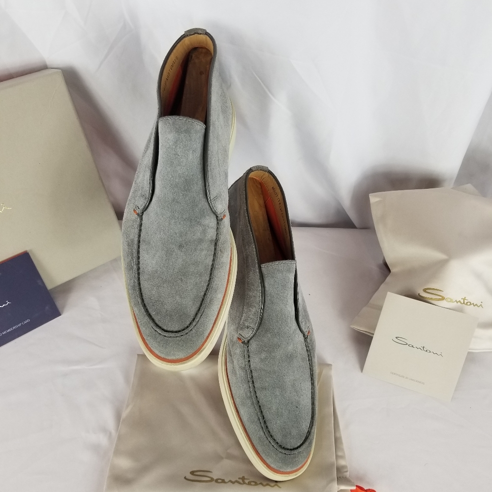 Santoni Digits-A-Tumg 50 Suede Laceless Chukkas Gray 12 Fashion Sneakers Detroit